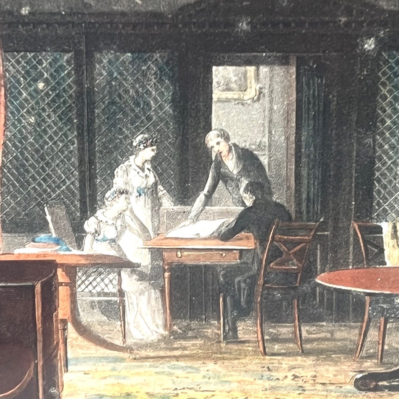 Aquatint Of Charter House, 1800s photo for sale