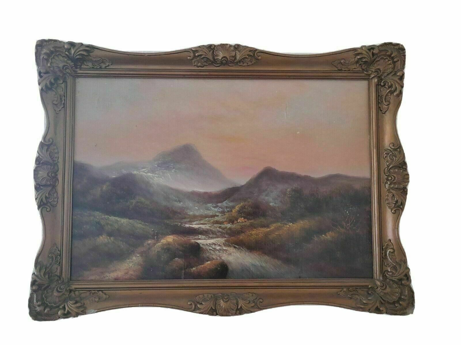Painting Highland Scene Oil On Board 19th Century