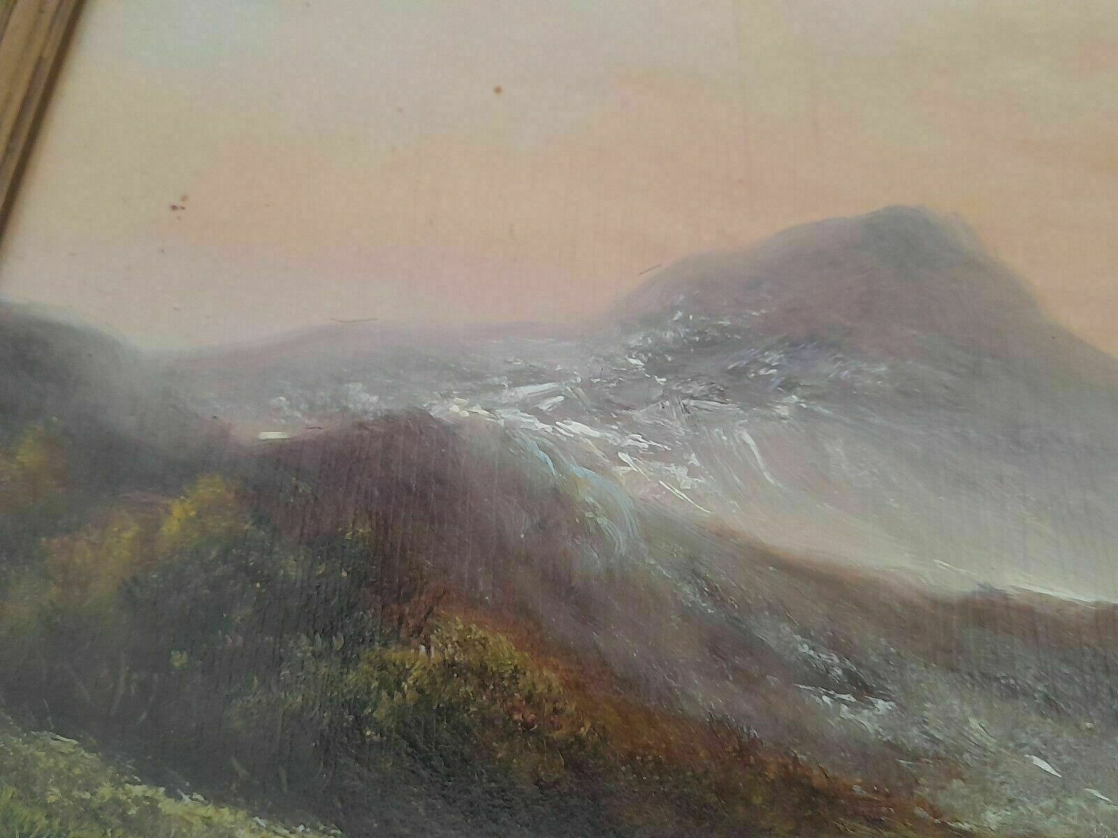 Painting Highland Scene Oil On Board 19th Century photo 145.0
