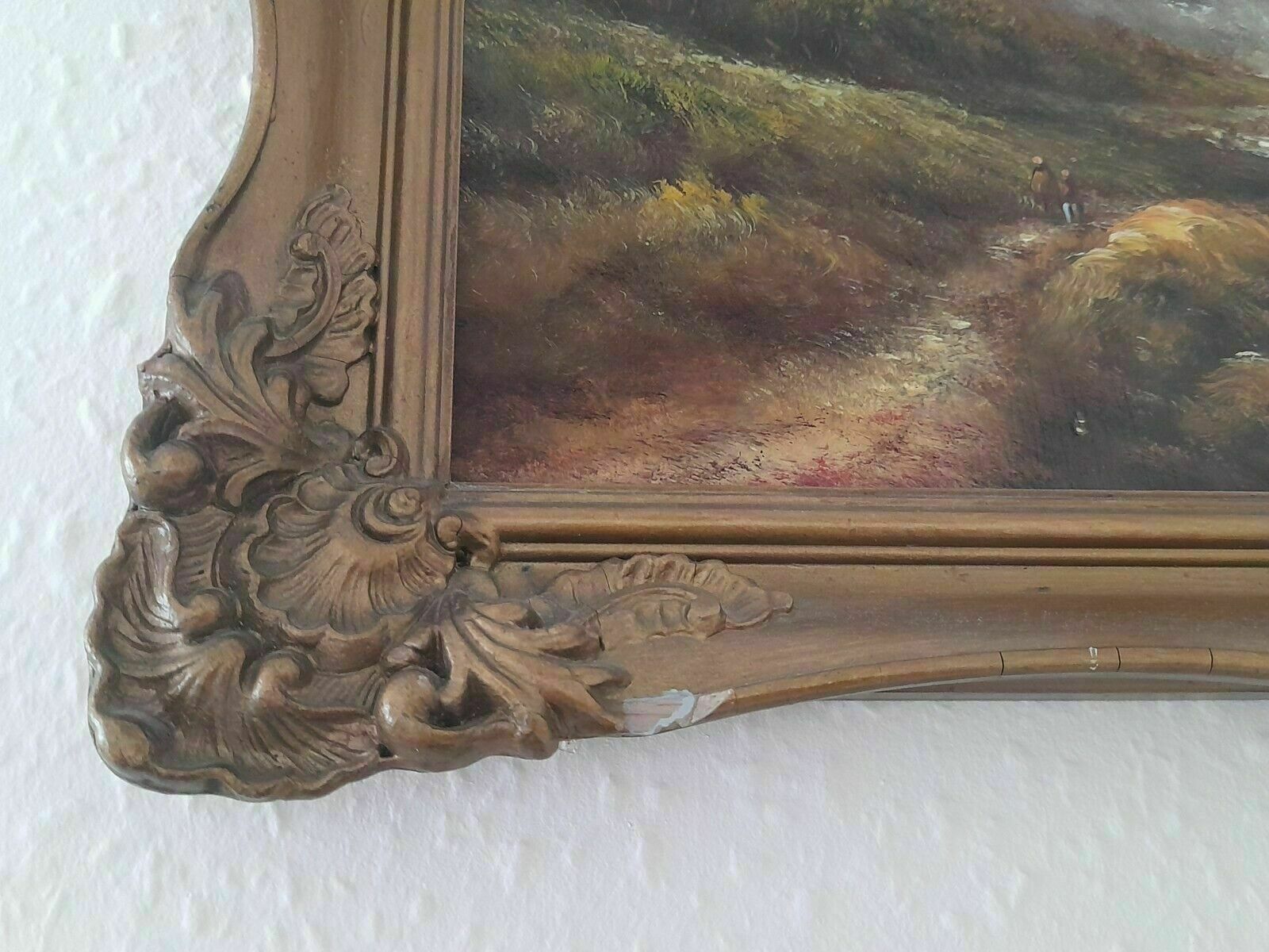 photo furniture Painting Highland Scene Oil On Board 19th Century