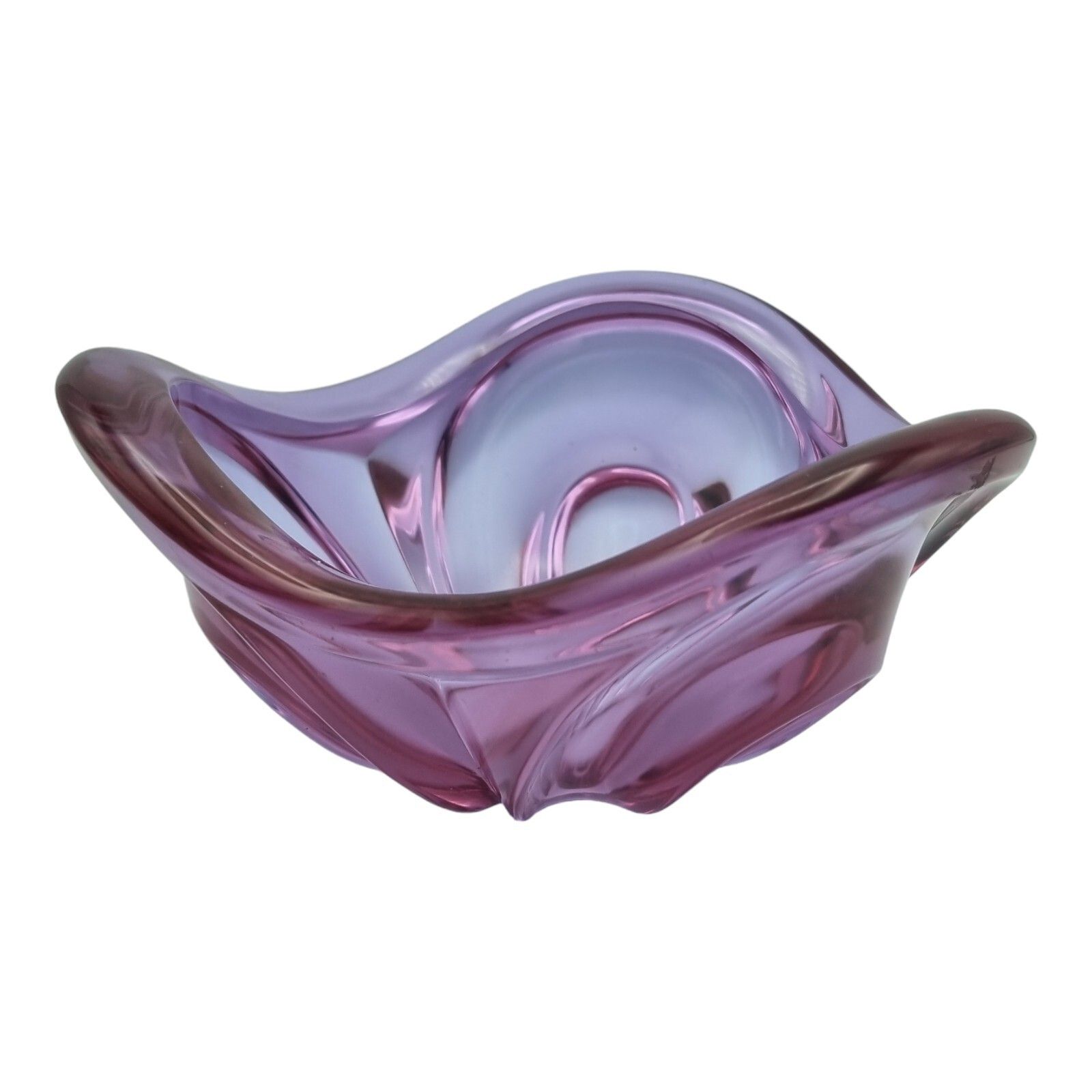 Murano Glass Bowl In Rose Made In Italy Centre Piece Mid Century Art Glass