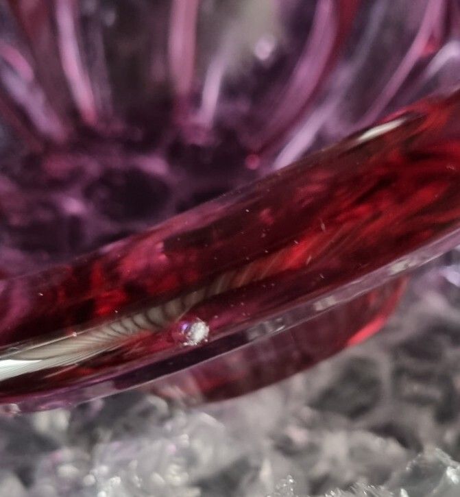 Murano Glass Bowl In Rose Made In Italy Centre Piece Mid Century Art Glass photo buy