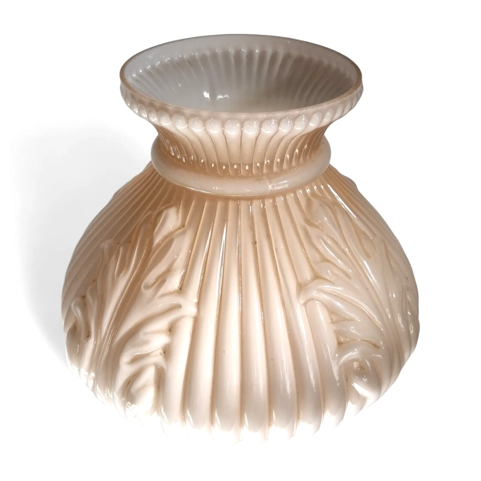 Vintage Pink Opaline Glass Oil Lamp Converted Electrified Brass Oil Lamp & Shade photo vinterior