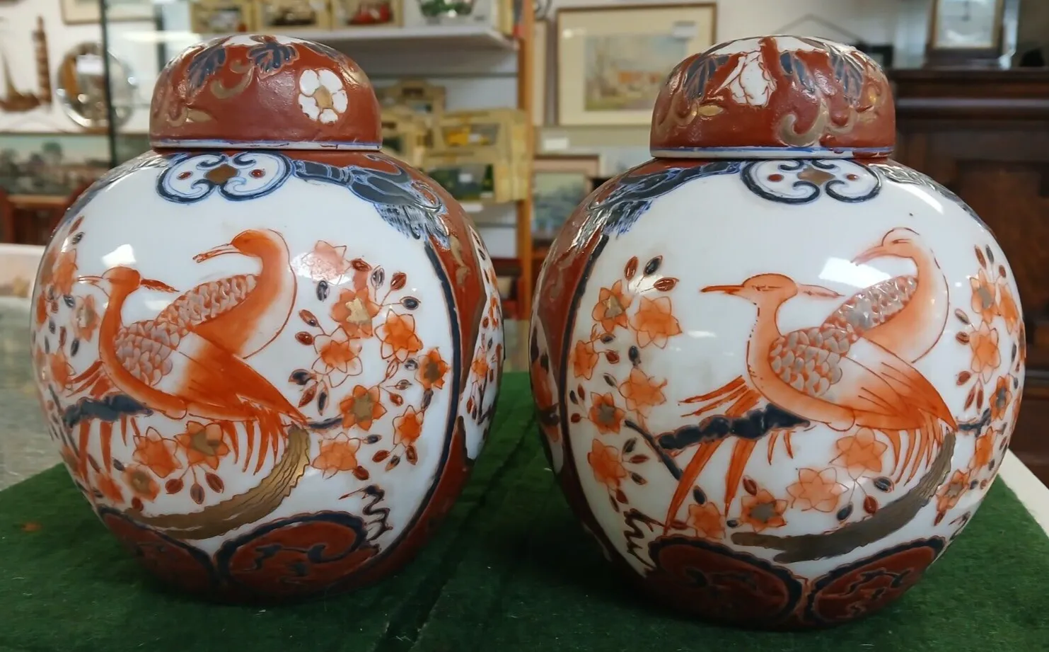 Pair Of Chinese Qing Qianlong Era 1736 1795 Ginger Jars With Birds Of Paradise