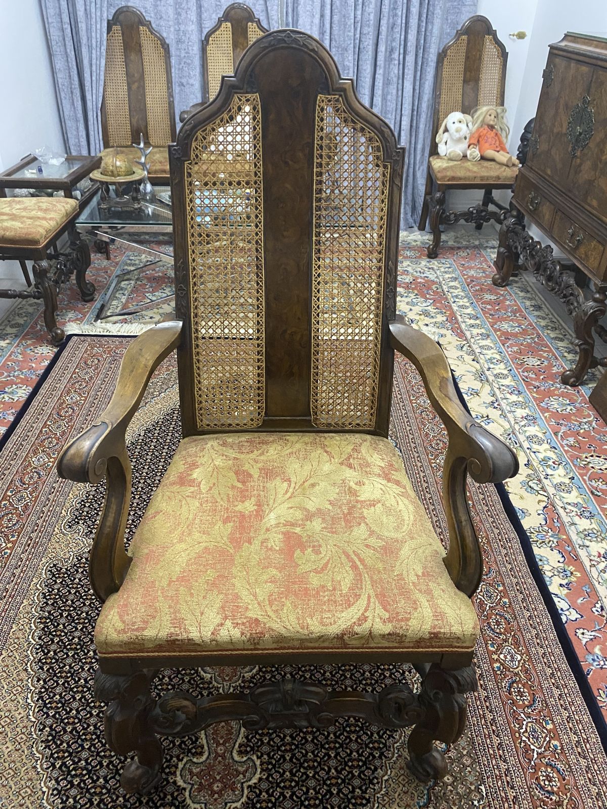 Set Of 2 Dining Chairs French Bergere With Armrests