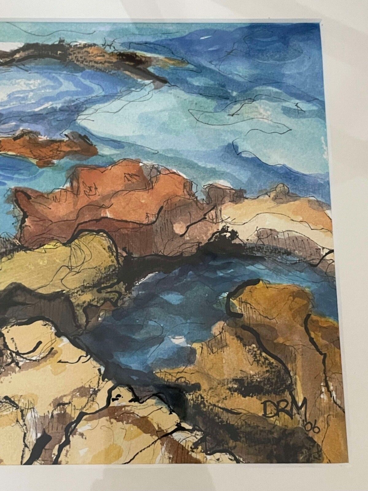 Vintage 2006 Drm Cornish School Oil Acrylic On Paper Seascape Landscape Painting photo buy