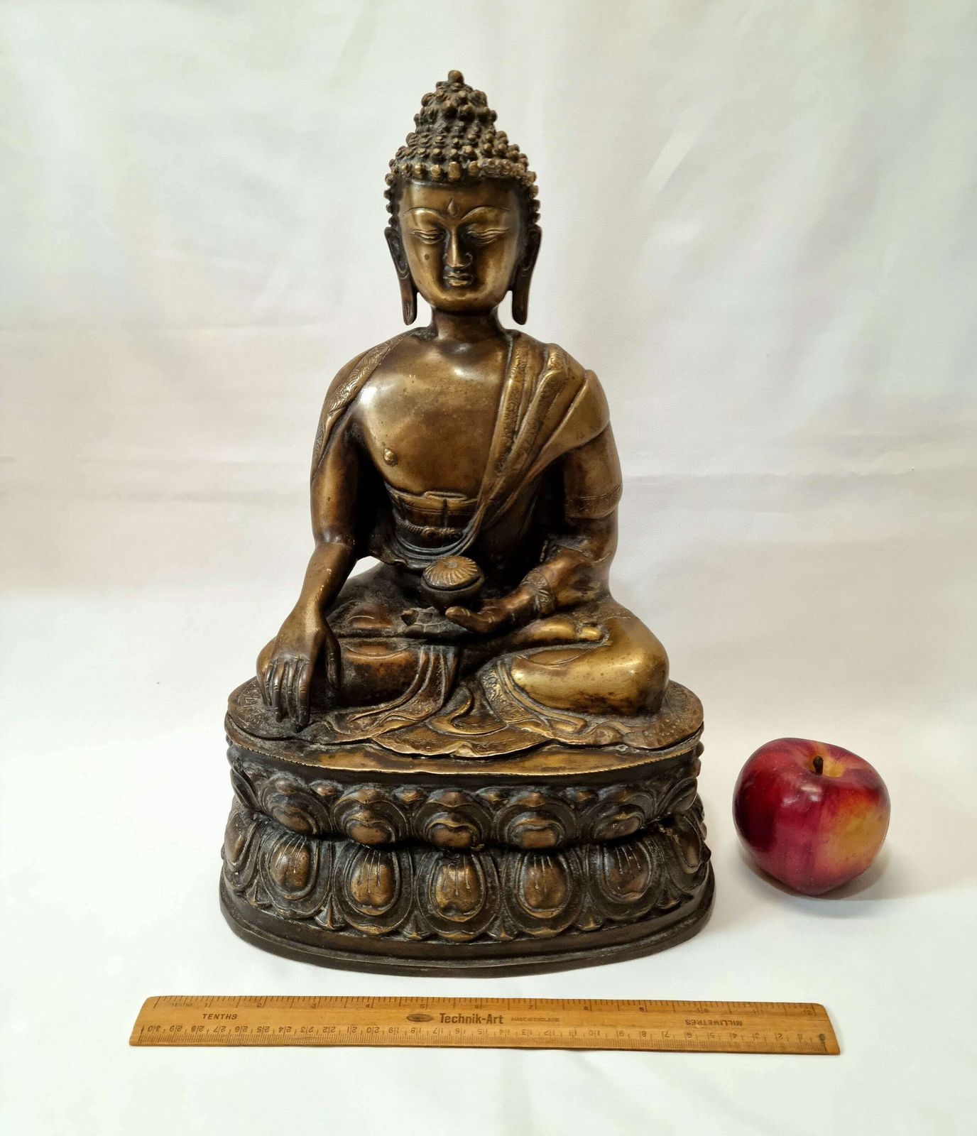 Large Antique Buddha, A Fabulous 19th Century Tibetan Bronze Statue Of Bhaiṣajyaguru, 16" Tall & Weighing Over 6.5kg photo buy