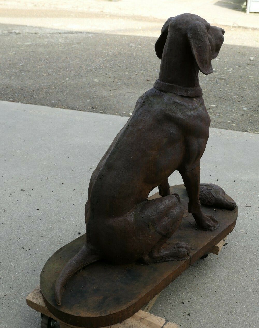 Cast Iron Statue Of A Hunting Dog Retrieving A Pheasant photo furniture