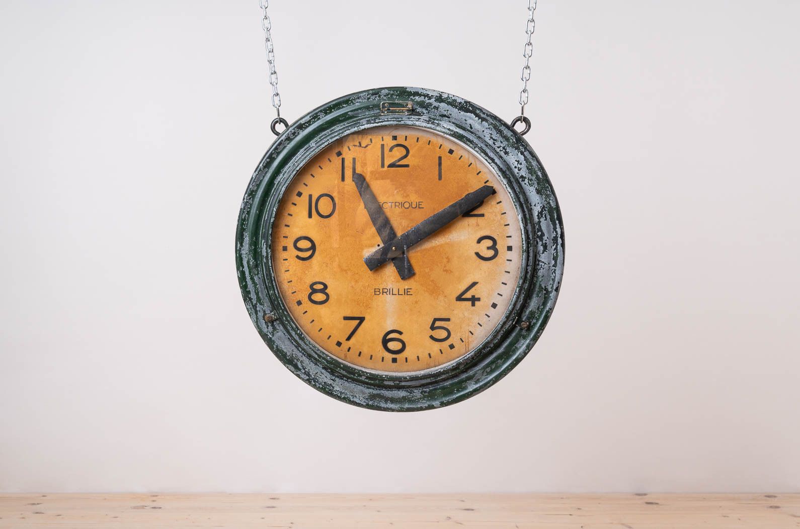 Antique 1920s Train Station Wall Clock, Brillie, Industrial Style photo furniture