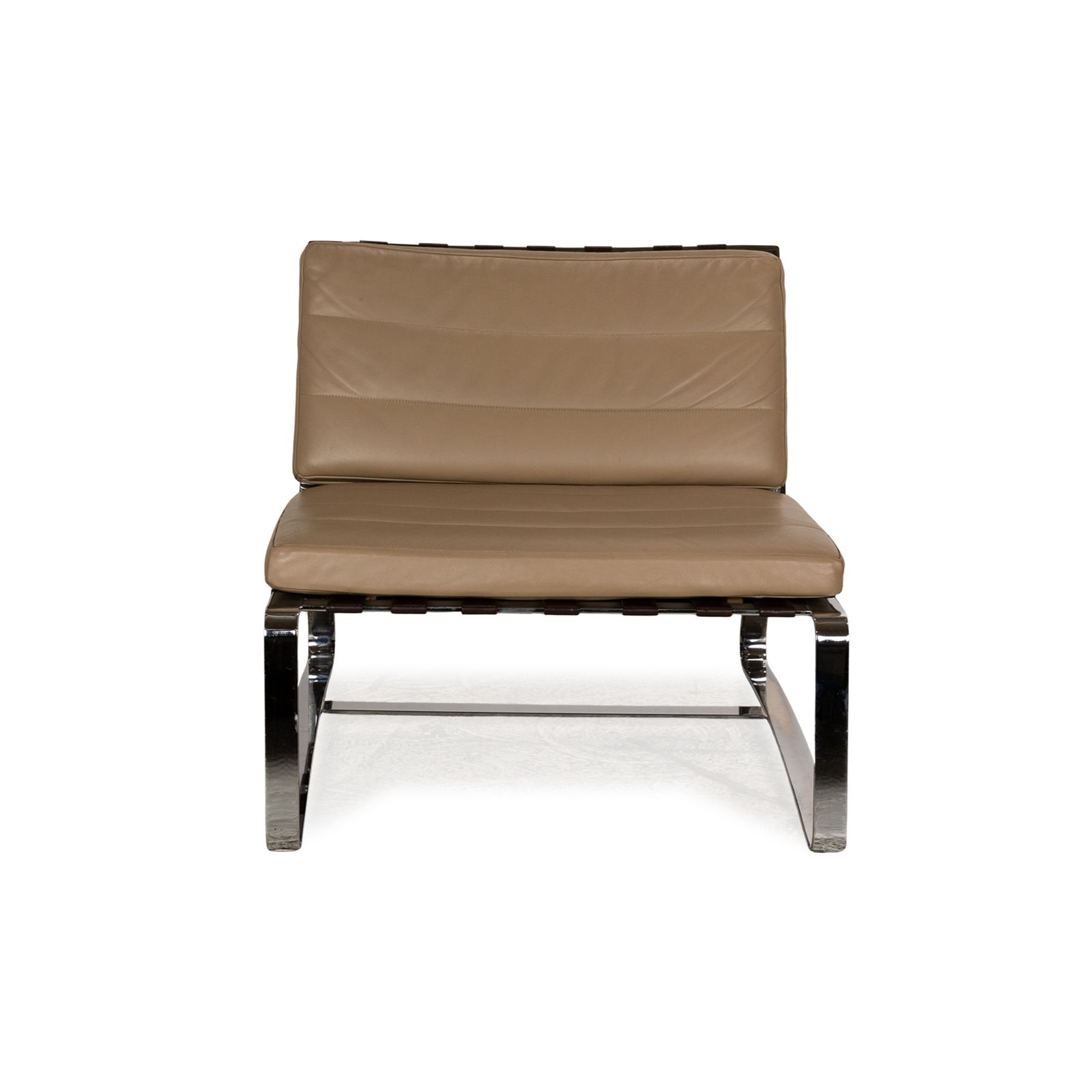 Minotti Delaunay Leren Fauteuil Beige Vintage photo vintage