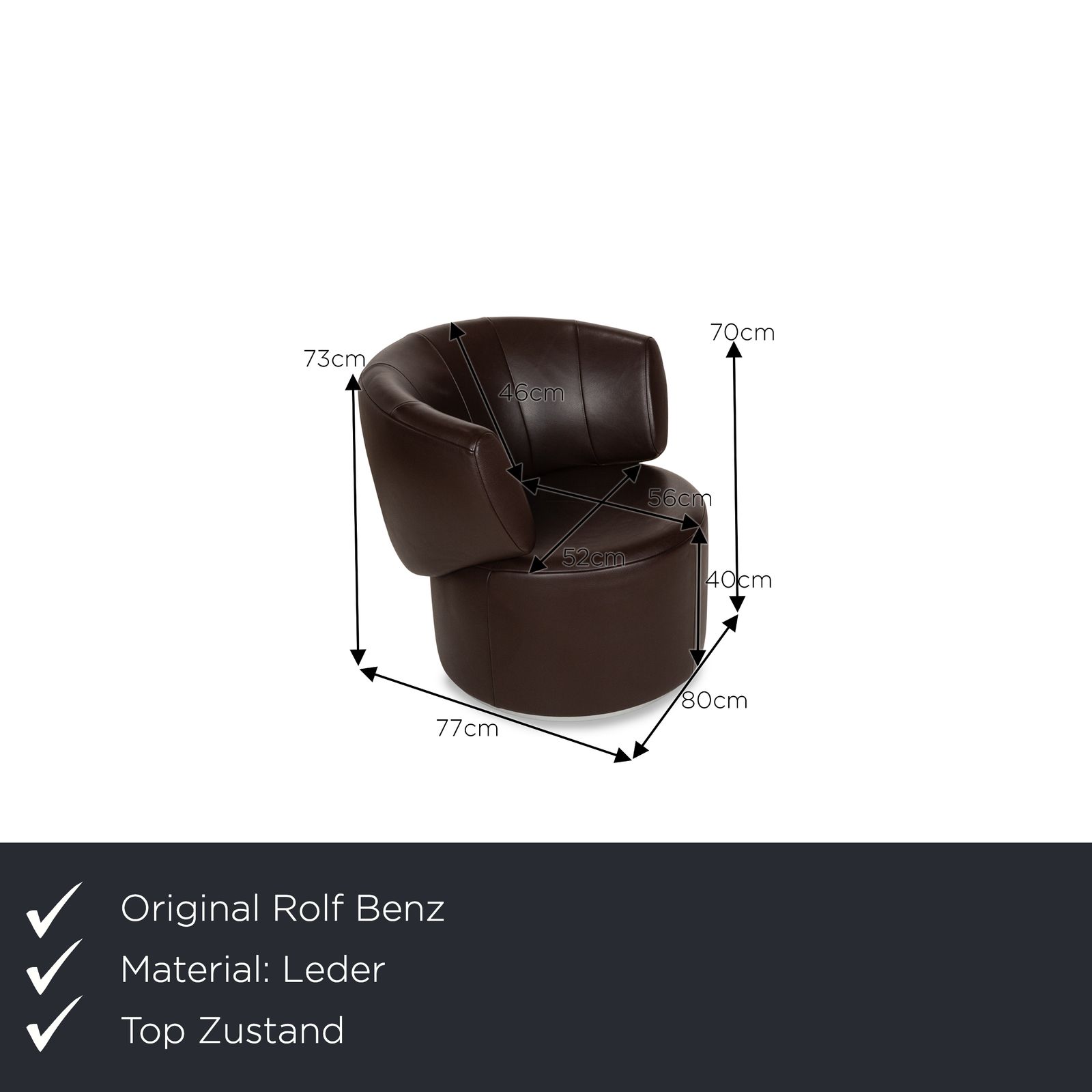 Fauteuil Rolf Benz 684 en cuir marron photo furniture