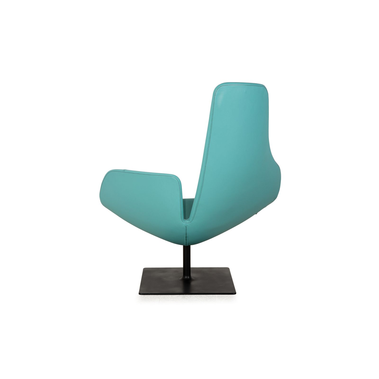 photo furniture Moroso Fjord Leather Armchair Turquoise Blue Swivel Function