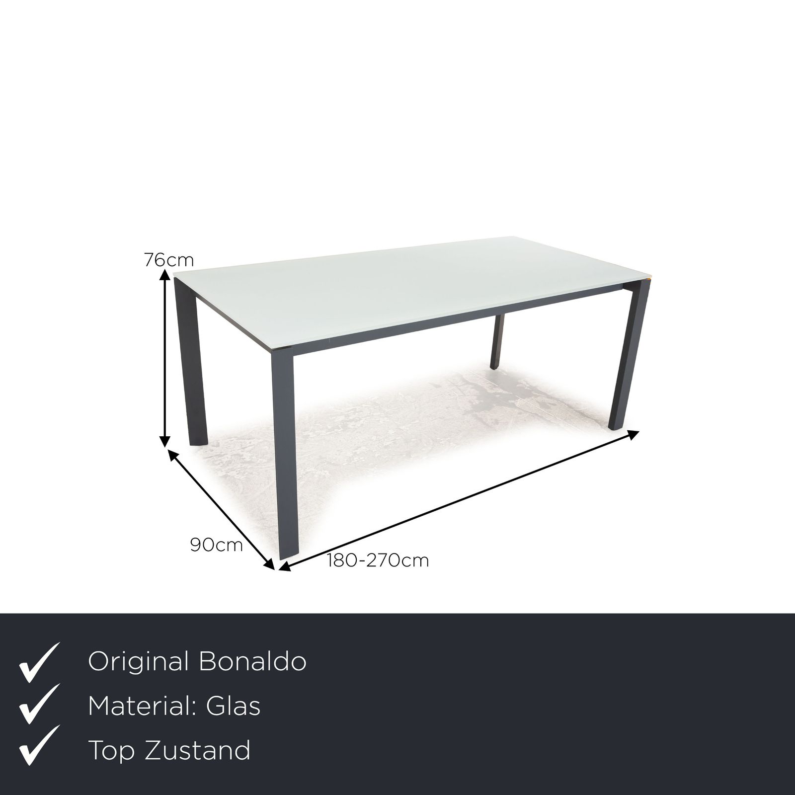 Bonaldo Twice Glass Dining Table White Matt Extendable 180/225/270 X 76 X 90 Cm photo furniture