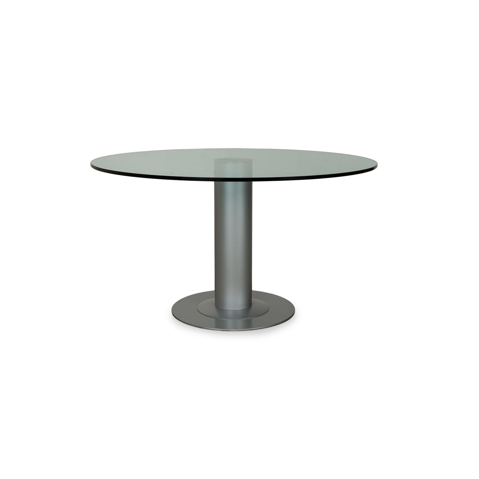 Table à manger Bacher Castro en verre, argentée, 130 x 130 x 73 cm photo vintage