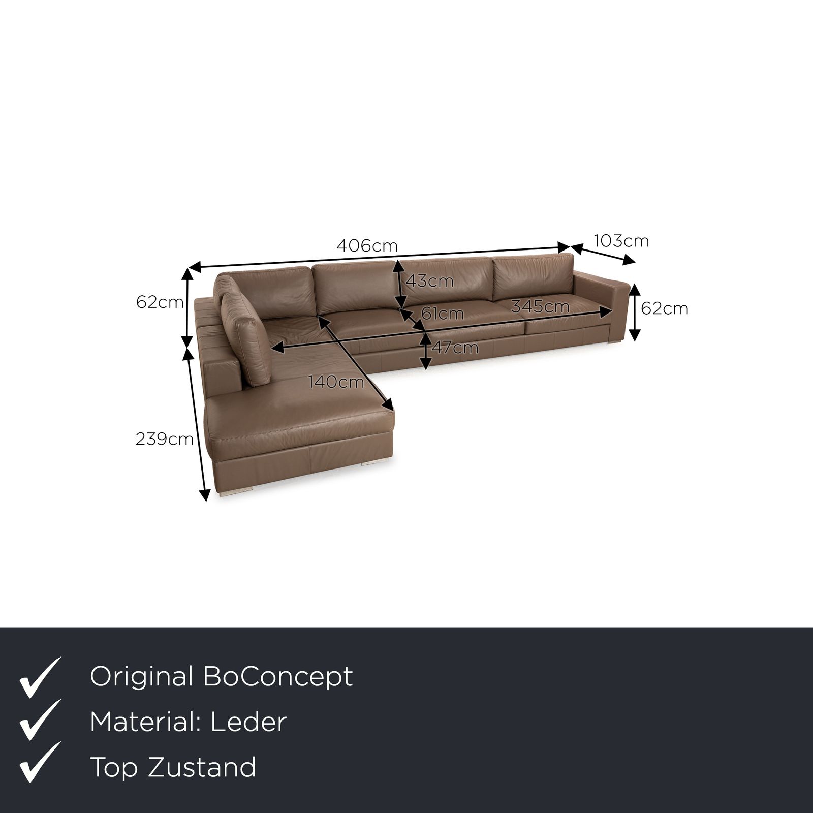 Boconcept Cenova Leather Corner Sofa Brown photo furniture