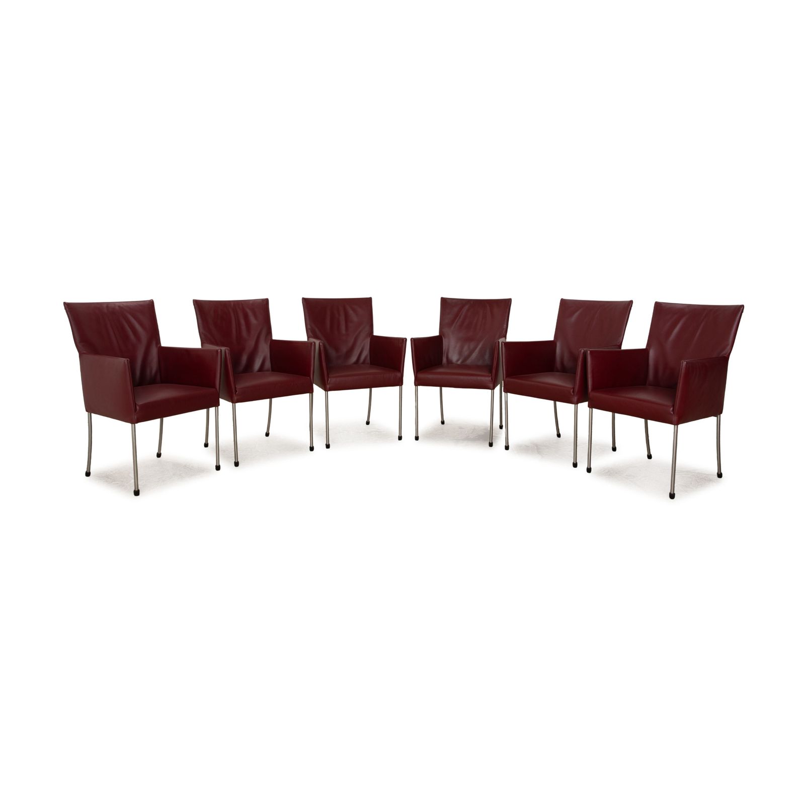 Set Van 6 Bert Plantagie Arc E Leren Stoelen Wijnrood