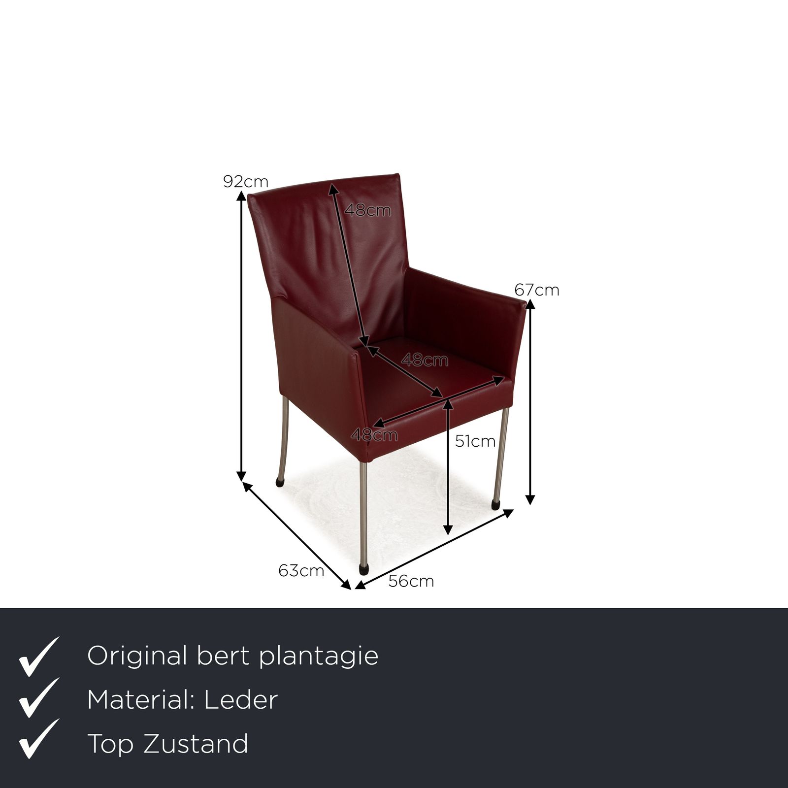 Set Of 6 Bert Plantagie Arc E Leather Chair Red Wine Red photo furniture