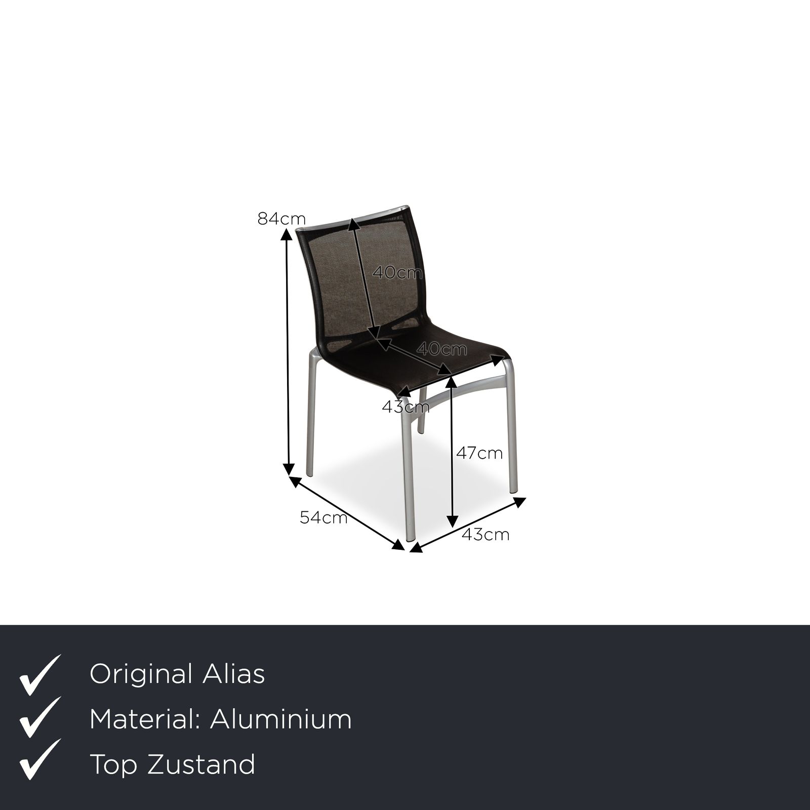 Lot de 6 chaises Alias Highframe 40 en aluminium anthracite photo furniture