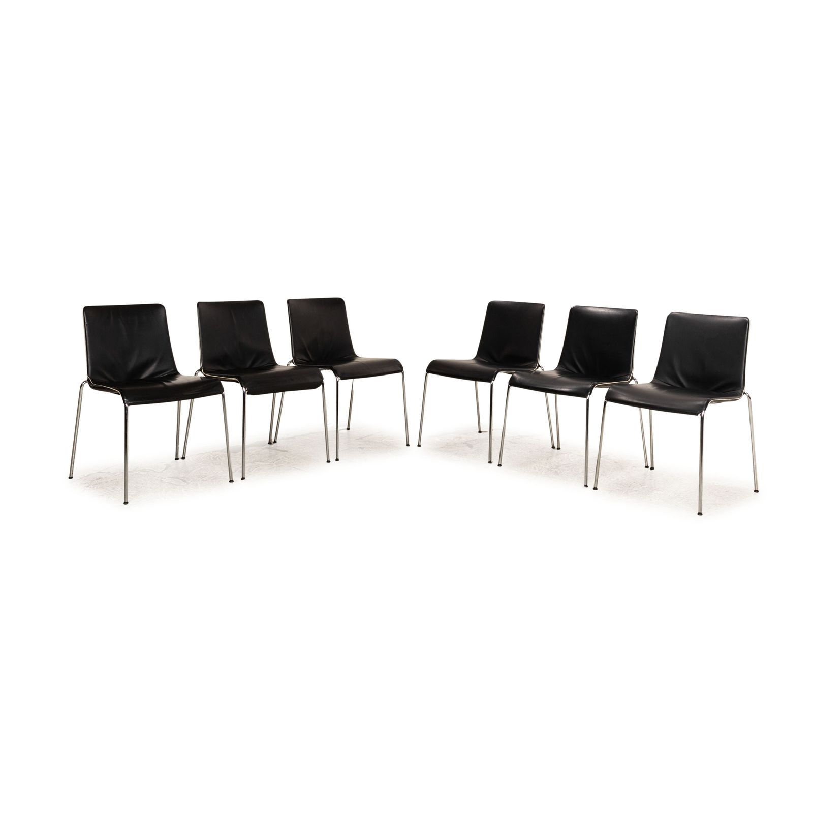Set Of 6 Walter Knoll Liz Leather Chair Black Dining Room