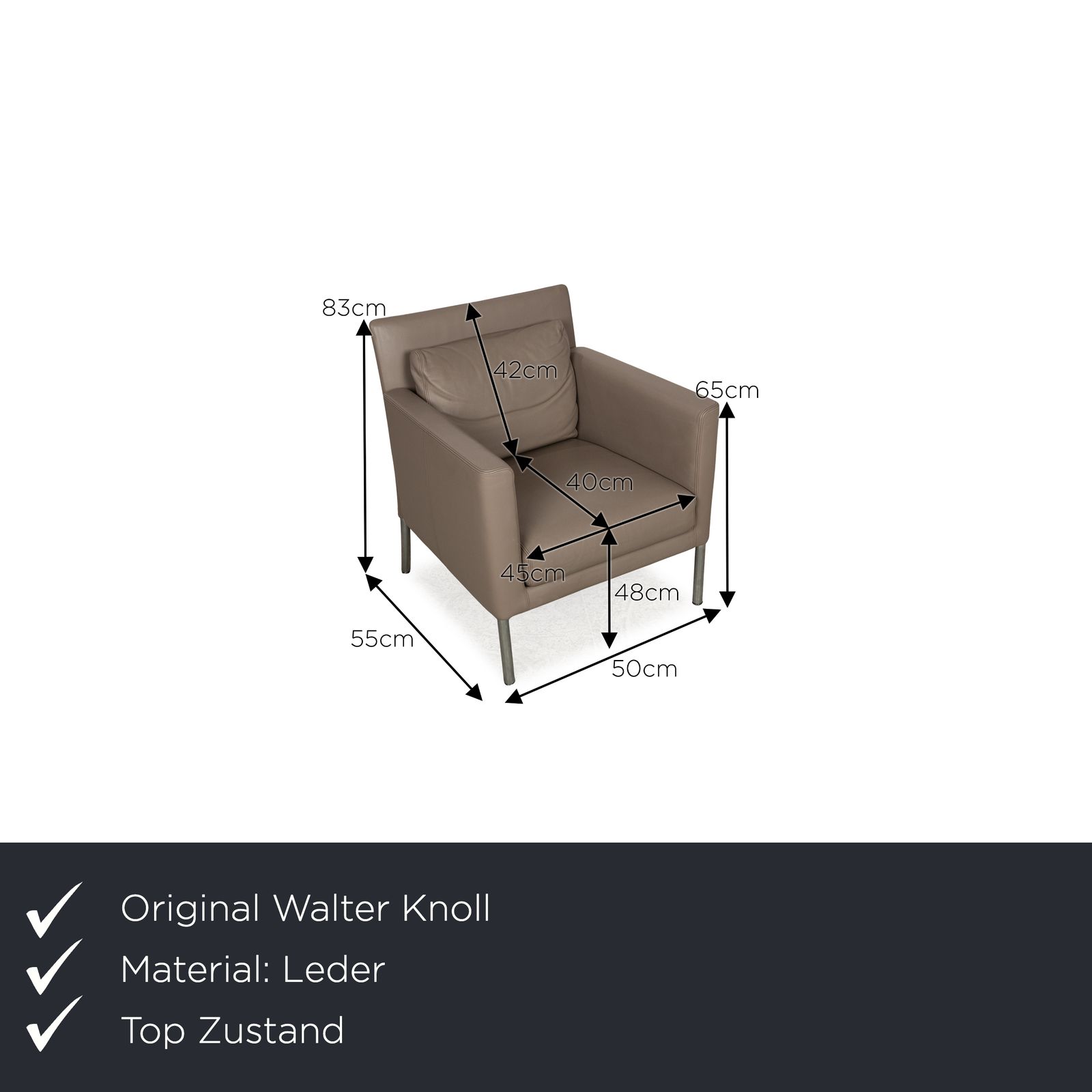 Walter Knoll Jason Leather Armchair Brown Brown Gray photo furniture