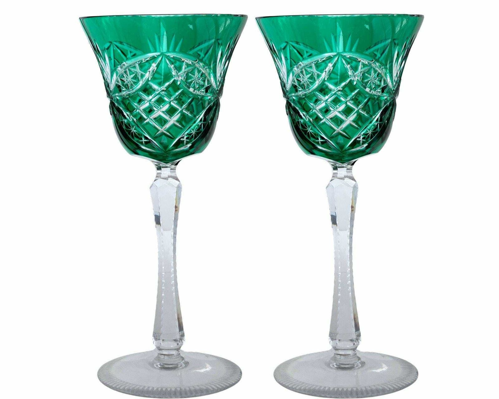 Emerald Wine Glasses | 2pcs | Green Crystal Glassware | Nachtmann