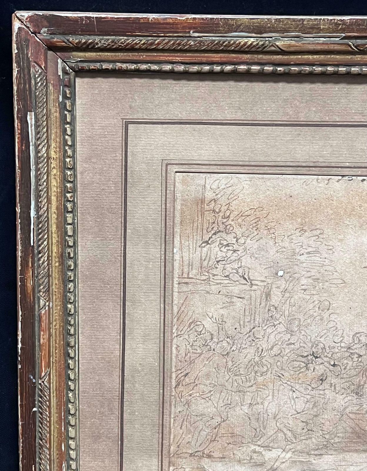 17th Century Dutch Old Master Ink Drawing Christ On The Cross Many Figures 16741674 photo furniture
