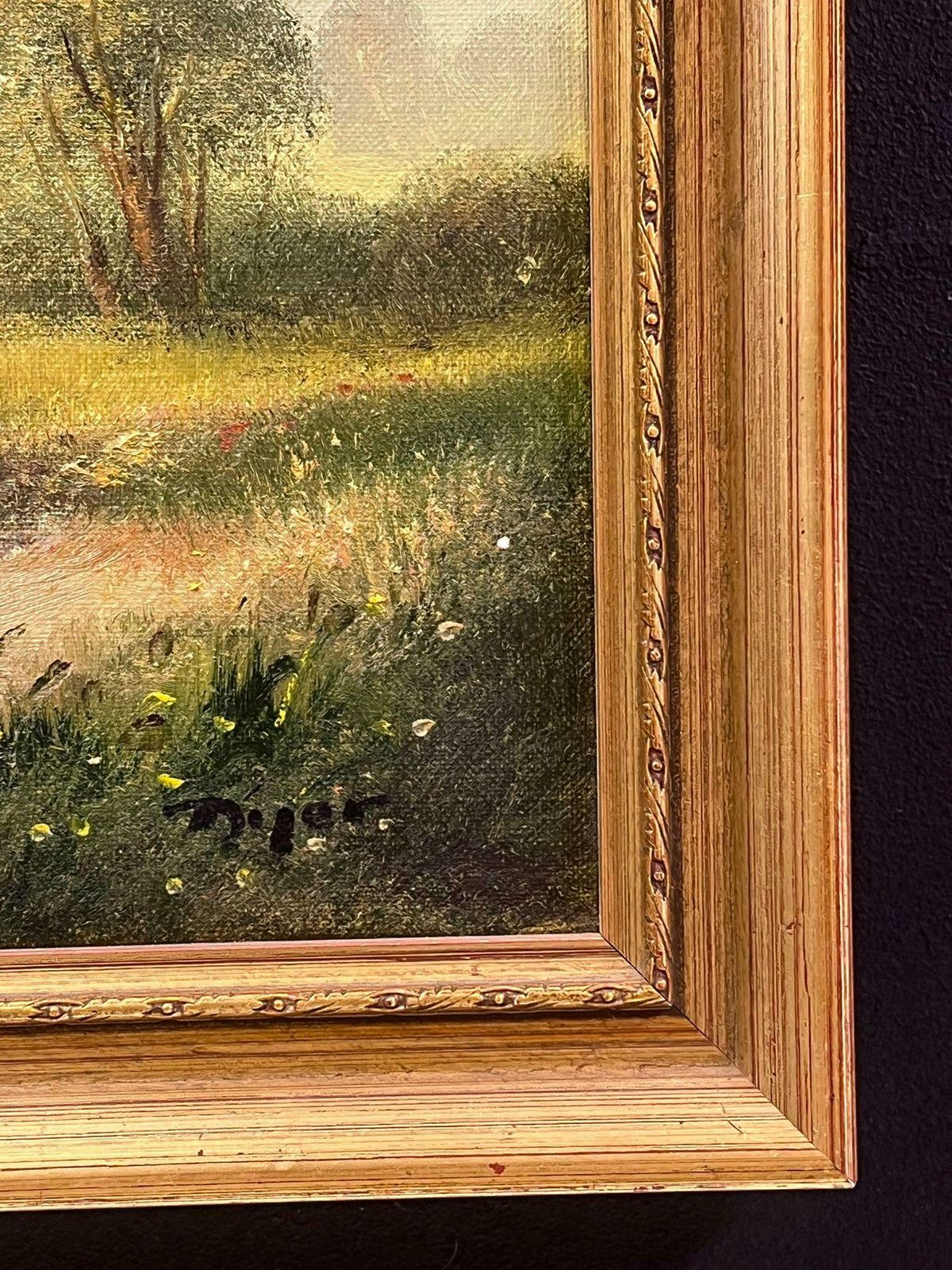 Ted Dyersigned English Oil Summer Meadows & Stream With Boy Fishing With Netc.2000 photo Art