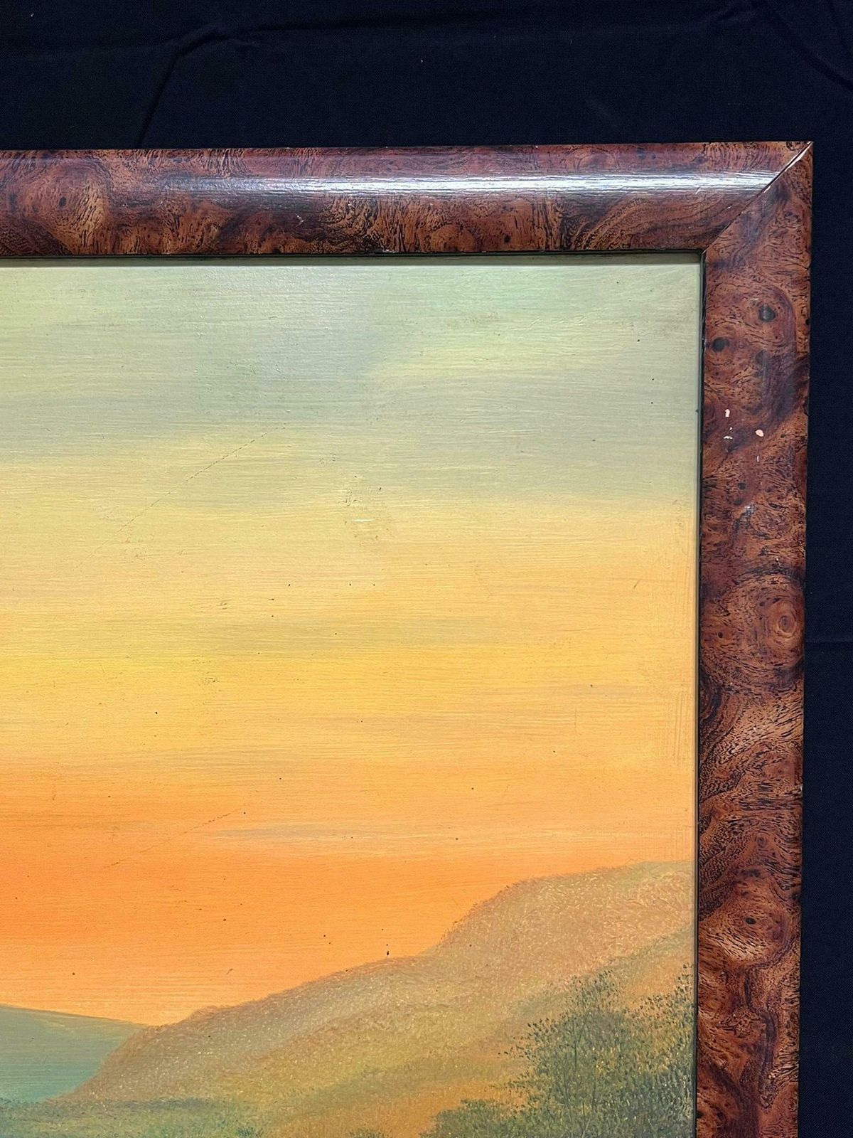 Obed Hodgesfigure Riding Through Orange Sunset Over Valley Antique English Oil Painting1931 photo for sale