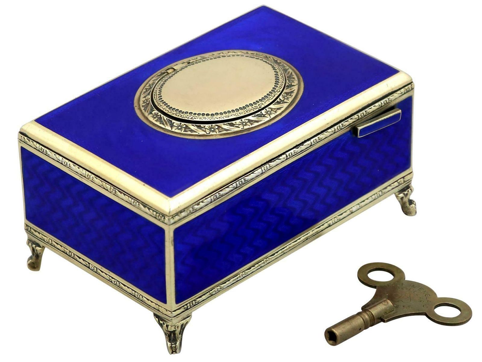 Antique European Sterling Silver And Enamel Singing Bird Box Circa 1900 photo vintage