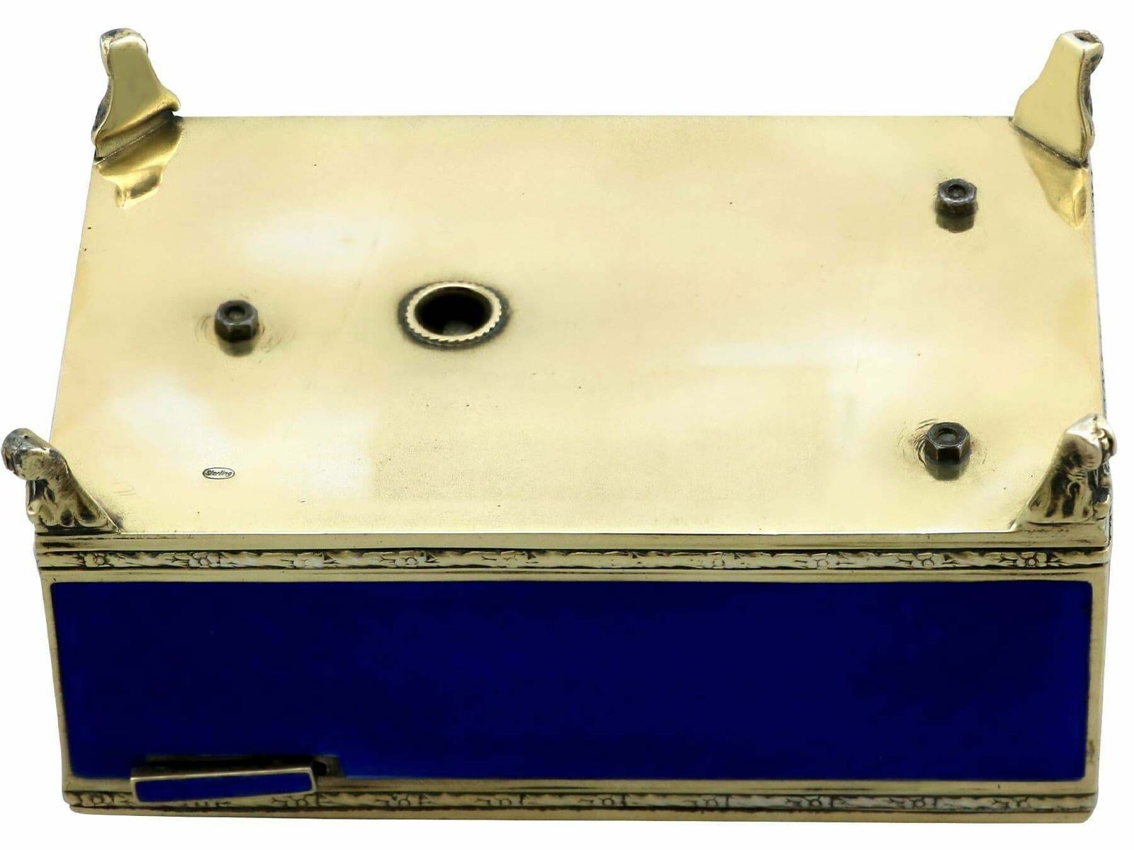 photo buy Antique European Sterling Silver And Enamel Singing Bird Box Circa 1900