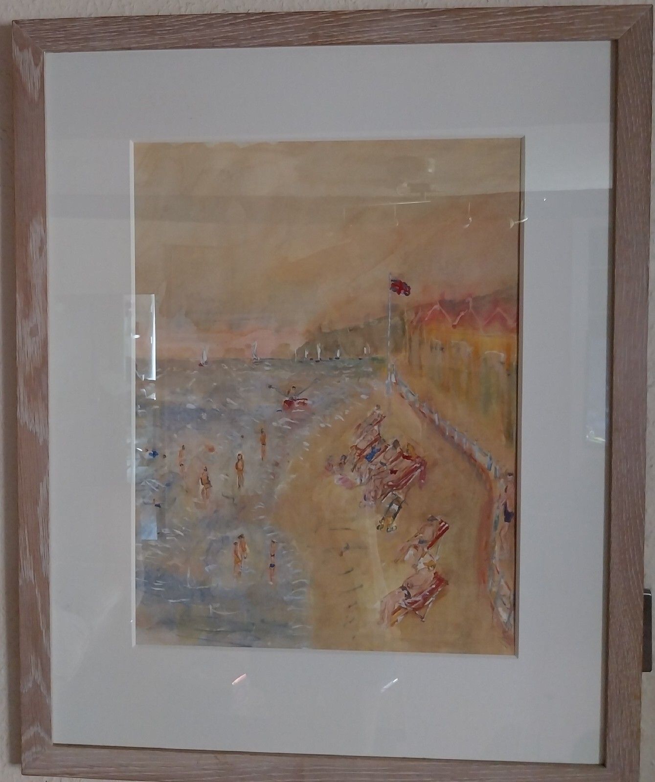 Impressionist Contemporary Art Rutland  Michael Gibbison Watercolour Beach Scene photo furniture