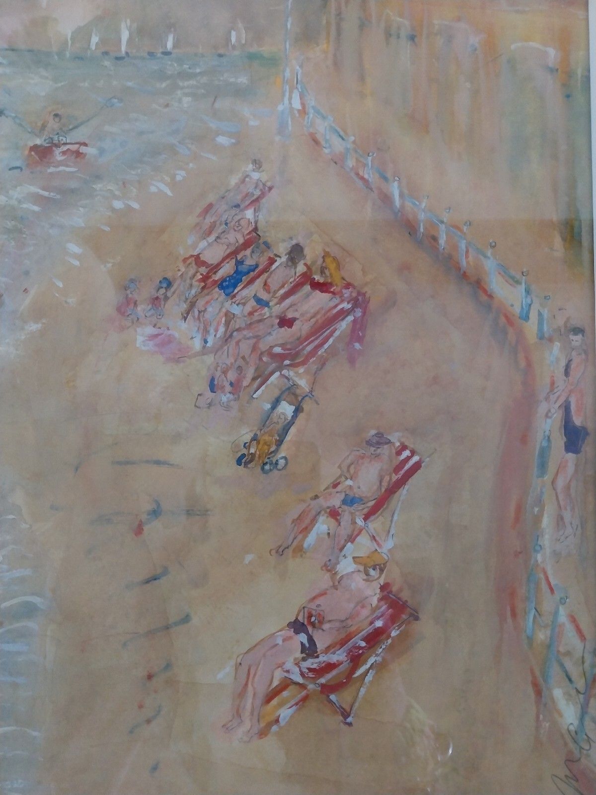 Impressionist Contemporary Art Rutland  Michael Gibbison Watercolour Beach Scene photo 117.0