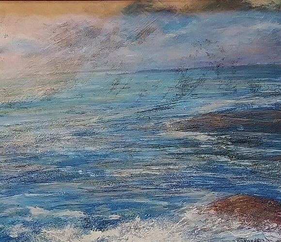 Original Mixed Media Seascape Robert J Dutton Beach Seas Yorkshire Coast  Ooak photo vinterior