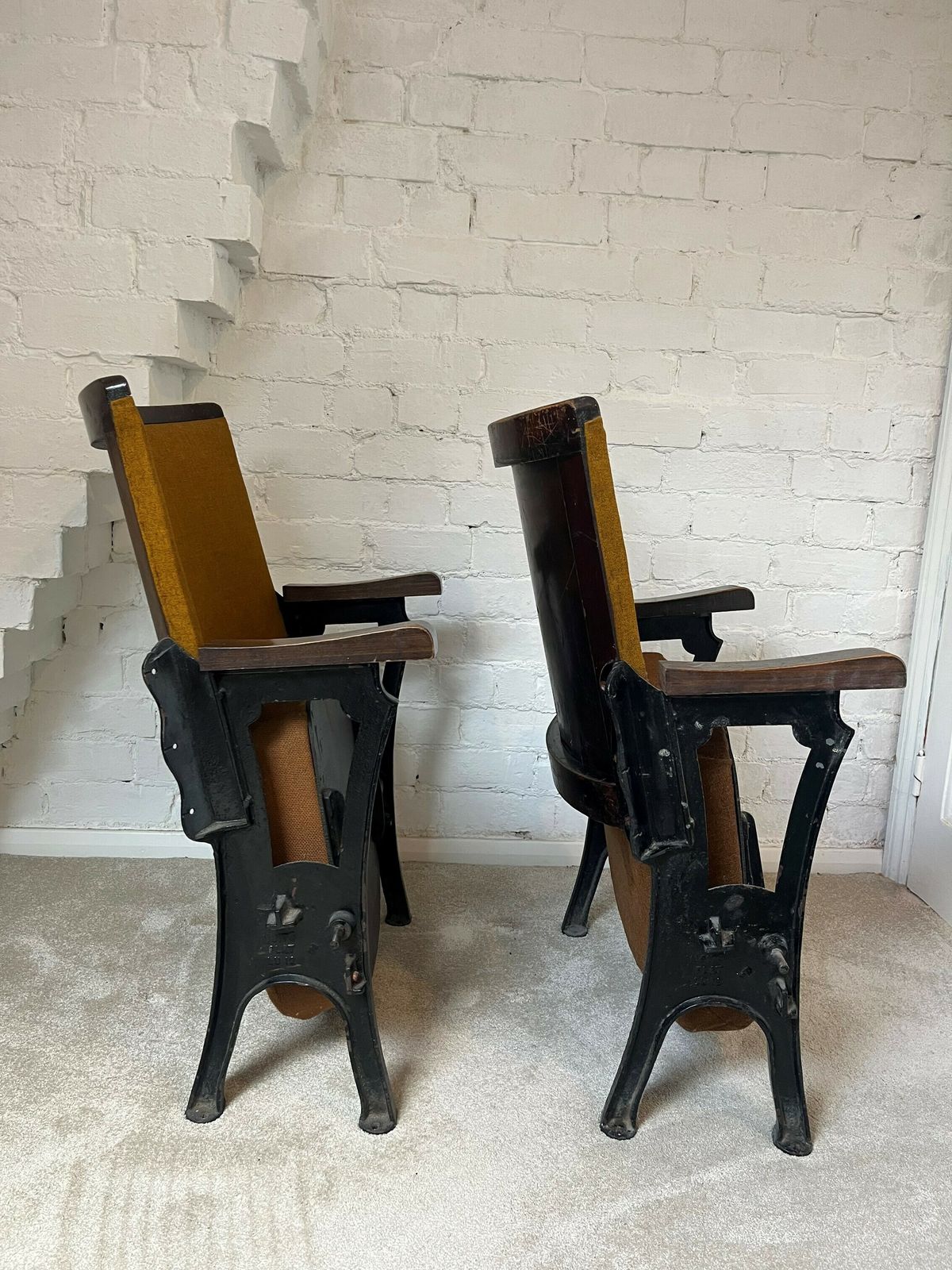 2 Antique Theatre Cinema Seats C1920s photo vinterior