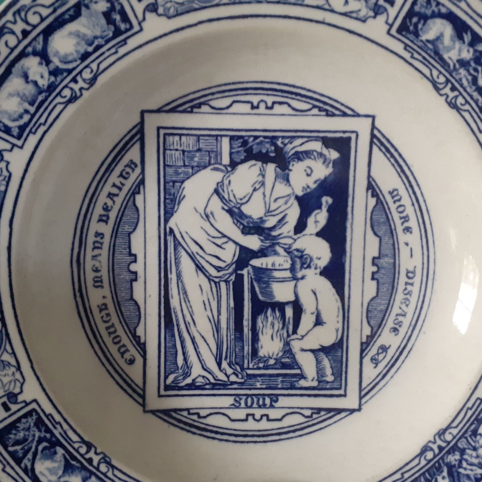 Rare Antique Wedgwood "Banquet" Soup Bowl Pair By Thomas Allen   Blue Transferware photo Home Decor