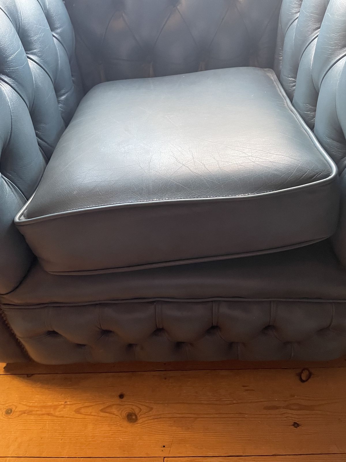 Chesterfield Blue Leather Club Armchair photo Furniture