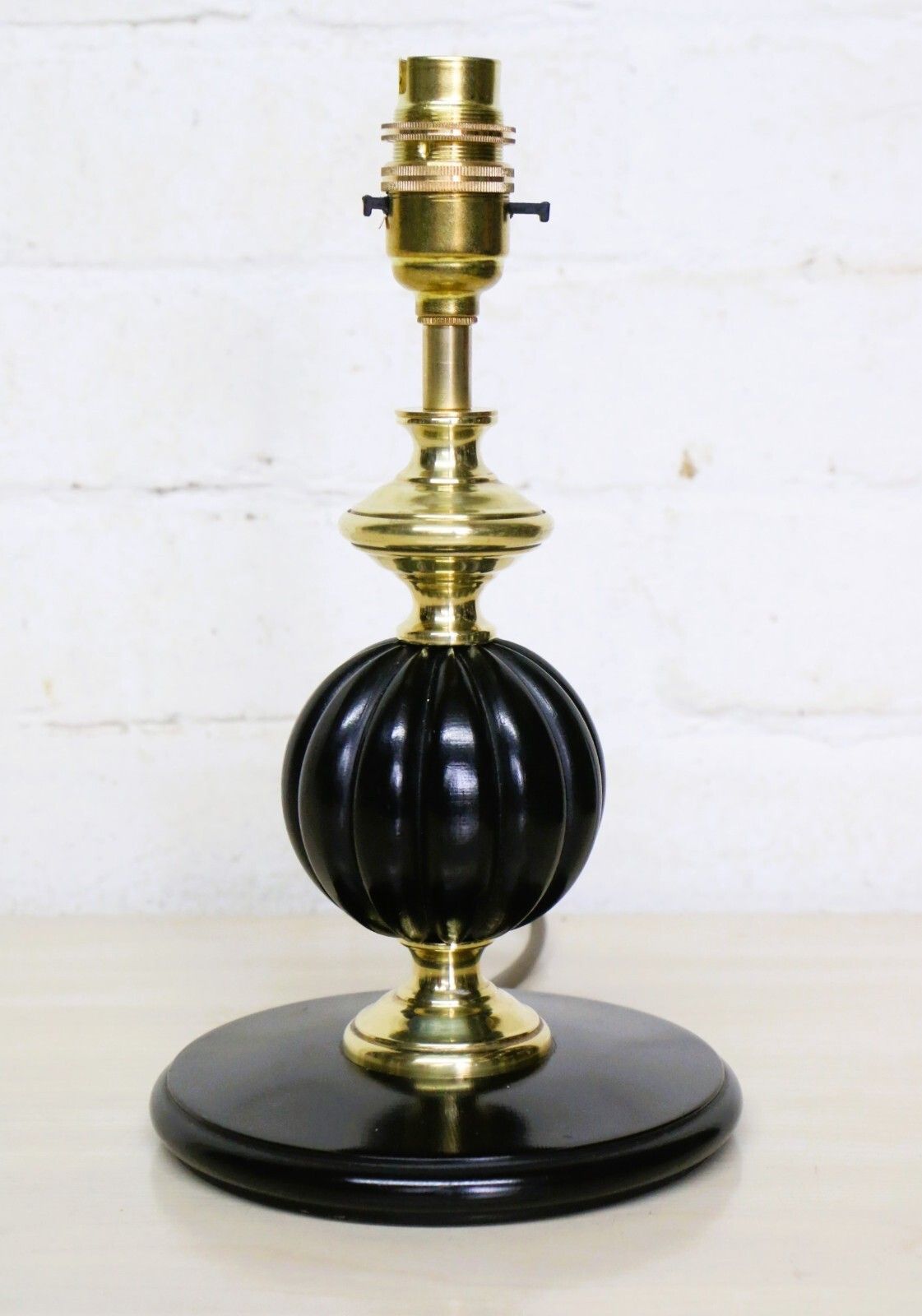 Table Lamp A Small Vintage Black Wooden Lamp In The Style Of A Victorian Lamp
