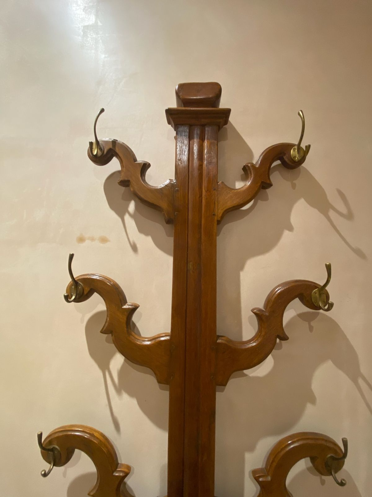 Antique Wooden Hall Stand With Hooks And Umbrella Holder photo Home Decor