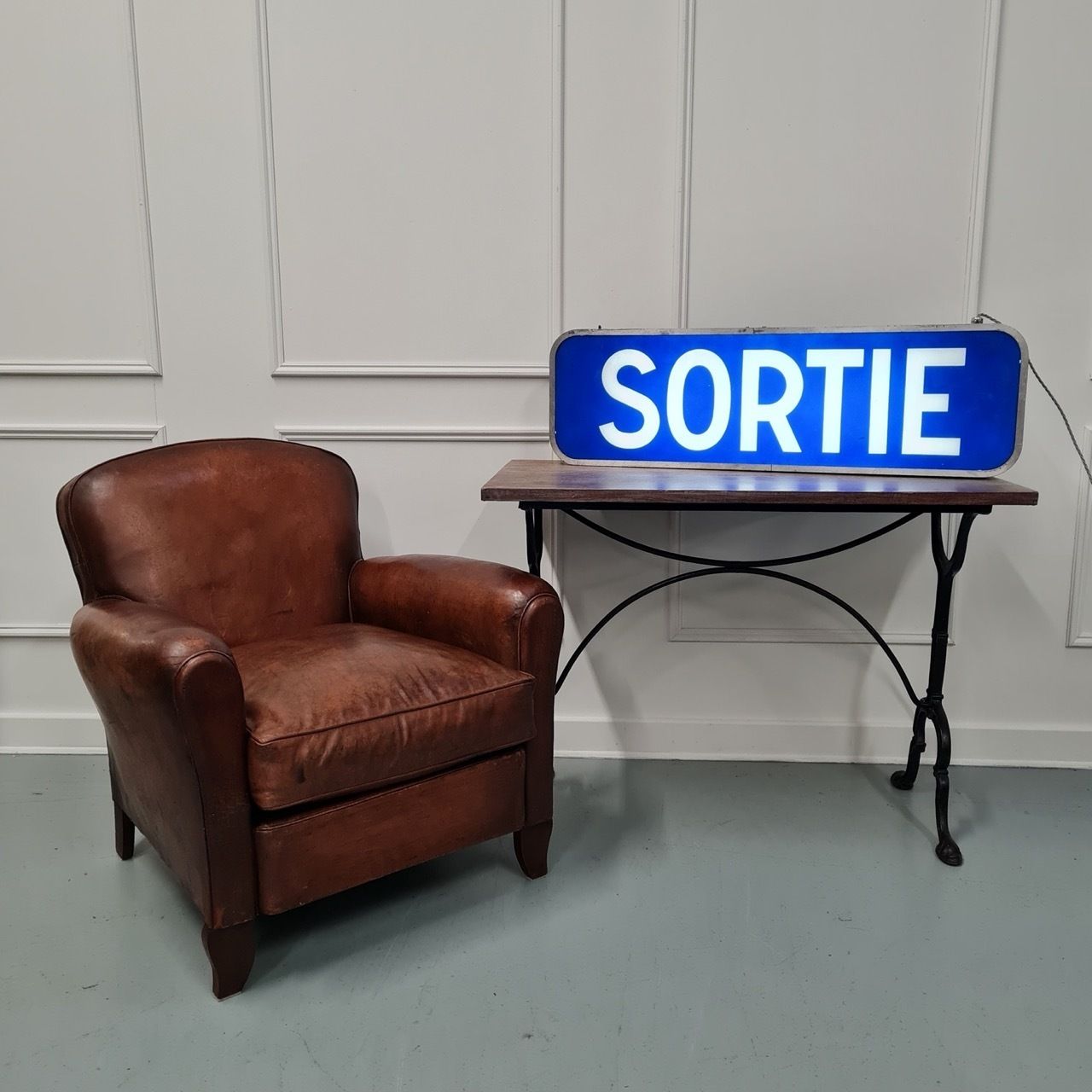 Vintage French Illuminated Exit Signs. Free Delivery Eng/Wales photo furniture