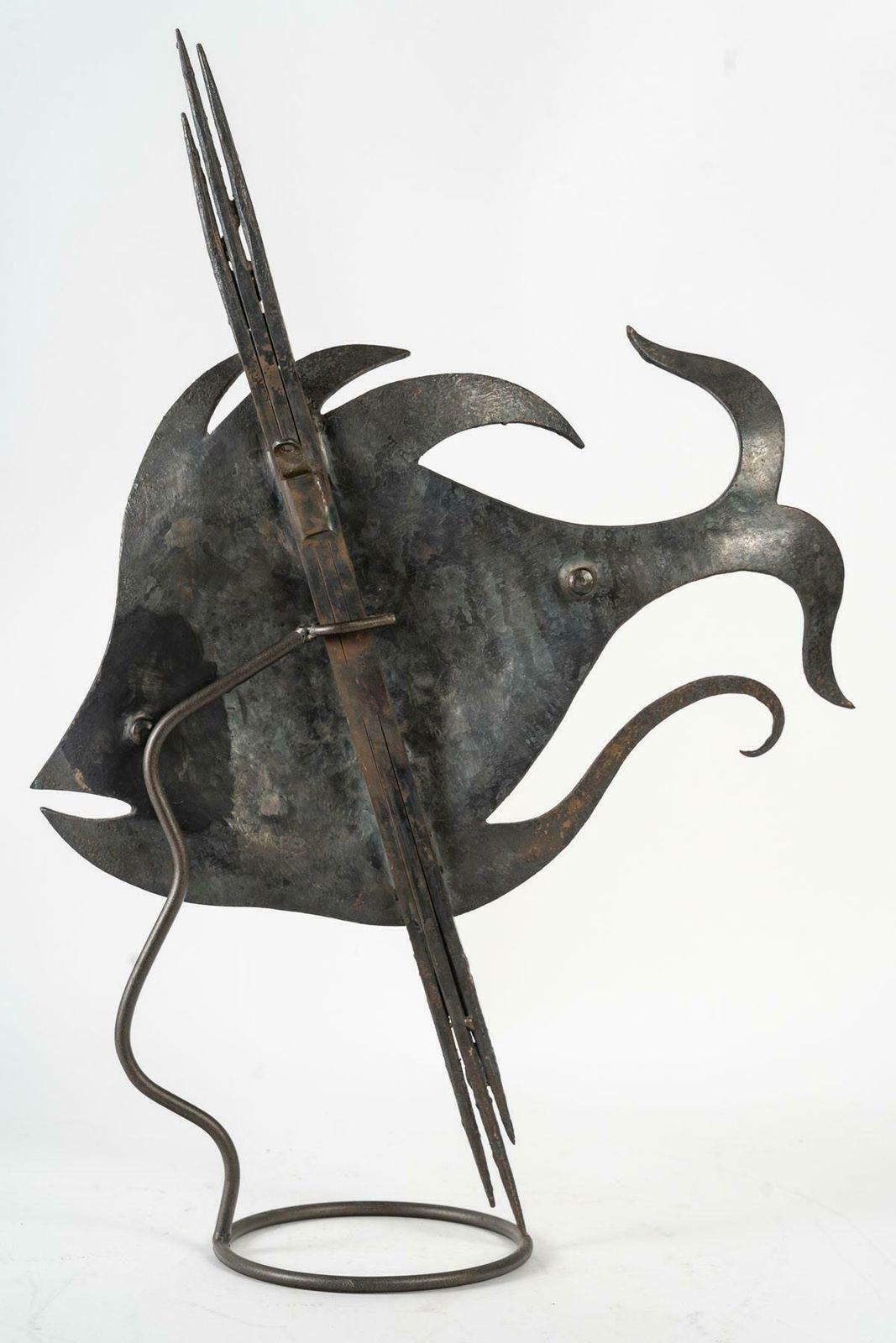 Wrought Iron Sculpture Of A Fish, Art Deco Period, Circa 1930. photo vinterior