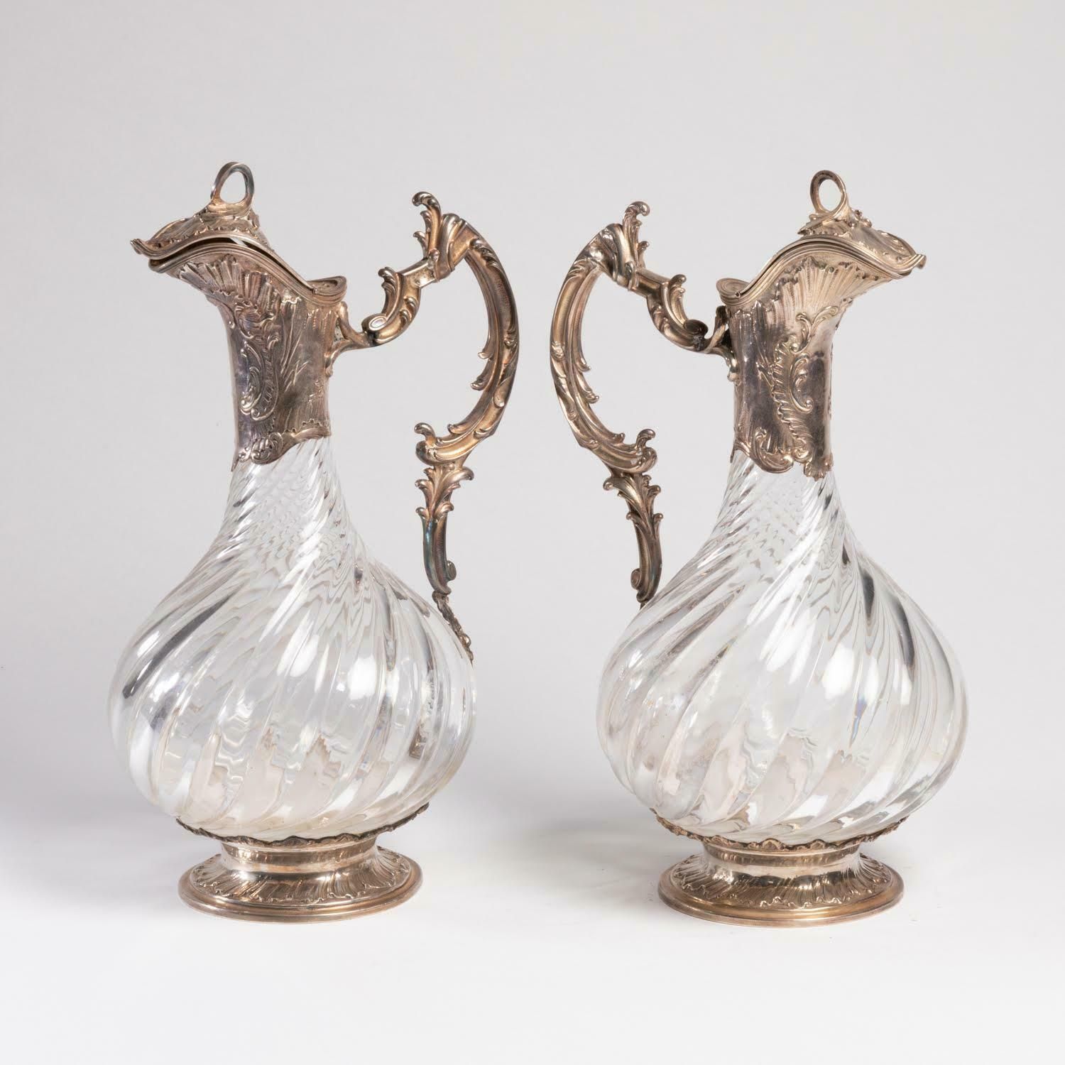 Pair Of Silver And Crystal Ewers, 19th Century, Napoleon III Period. photo buy