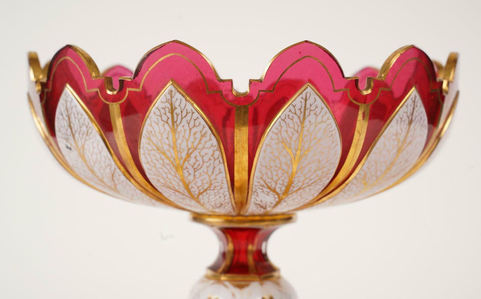 Bohemian Crystal Overlay Bowl, 19th Century, Napoleon III Period. photo furniture