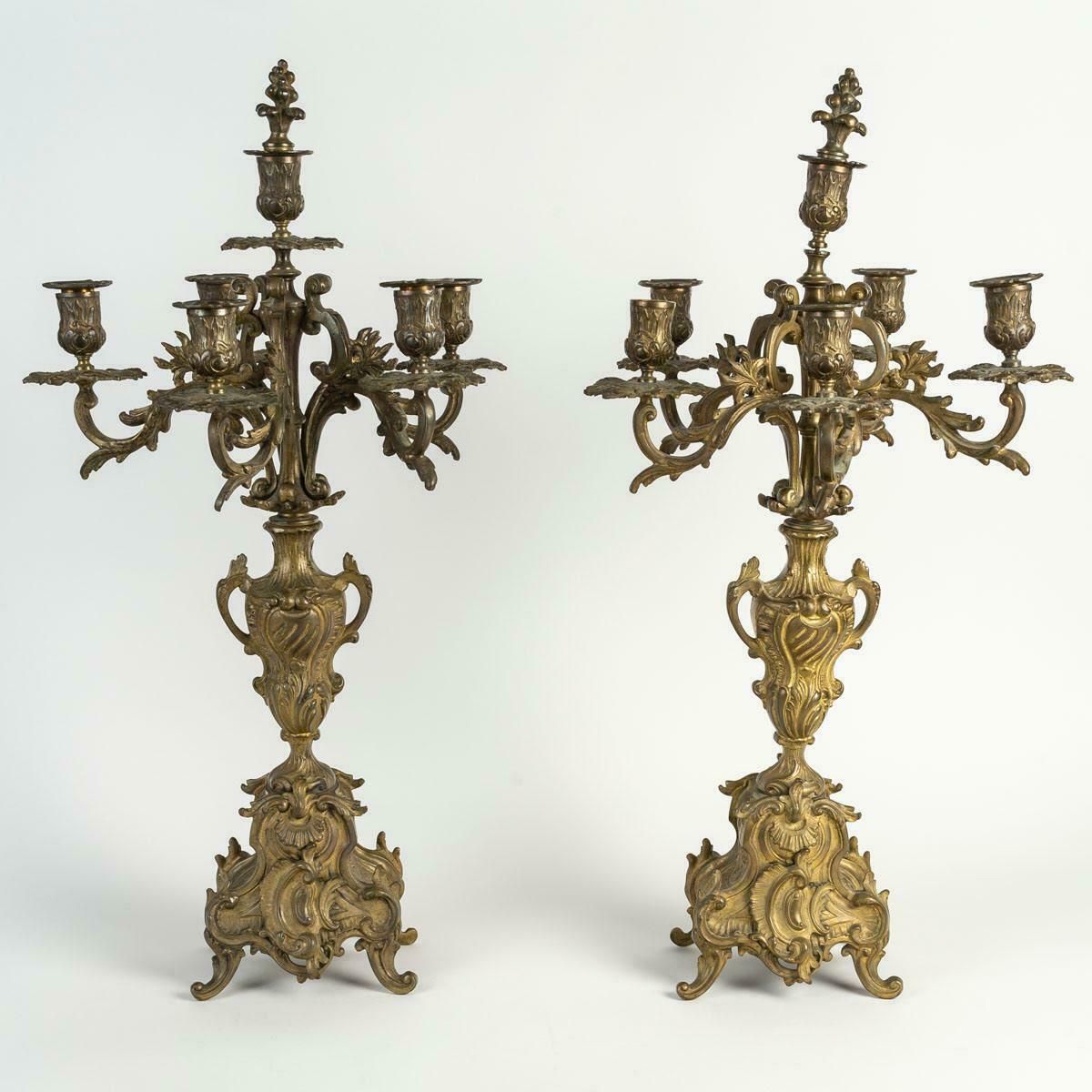 photo for sale An Important Pair Of Bronze Candelabra From The 19th Century.