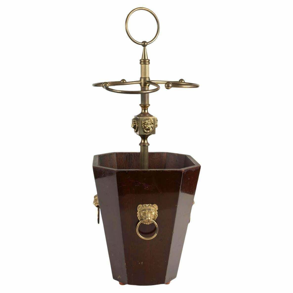Wood And Gilt Brass Umbrella Stand, 20th Century.