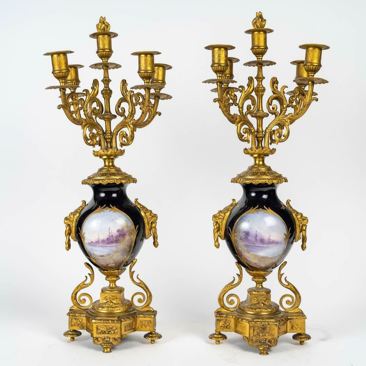 Mantel Set With A Clock And Two Candelabras, 19th Century, Napoleon III Period. photo buy