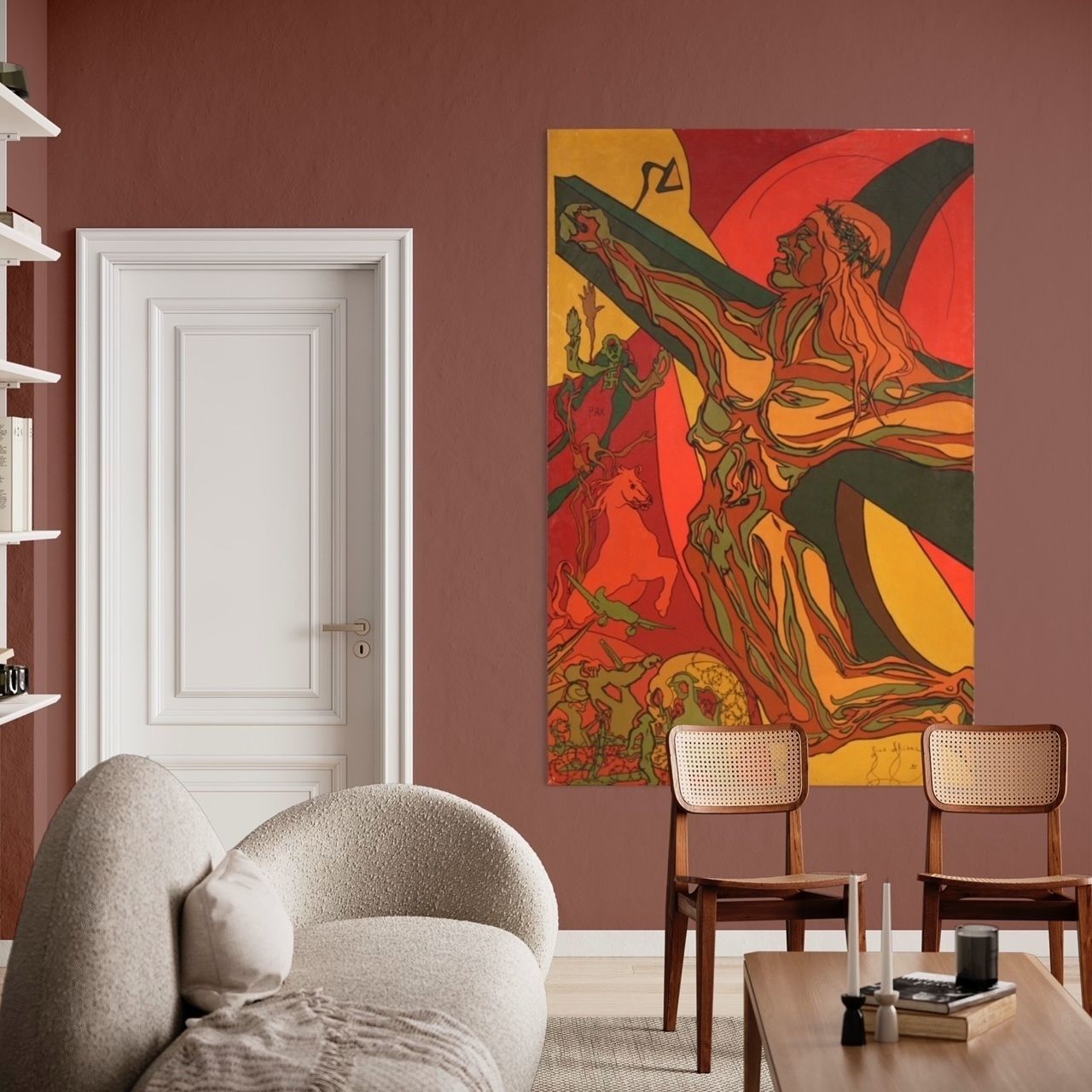 photo vintage Italian Surrealist Painting Crucifixion