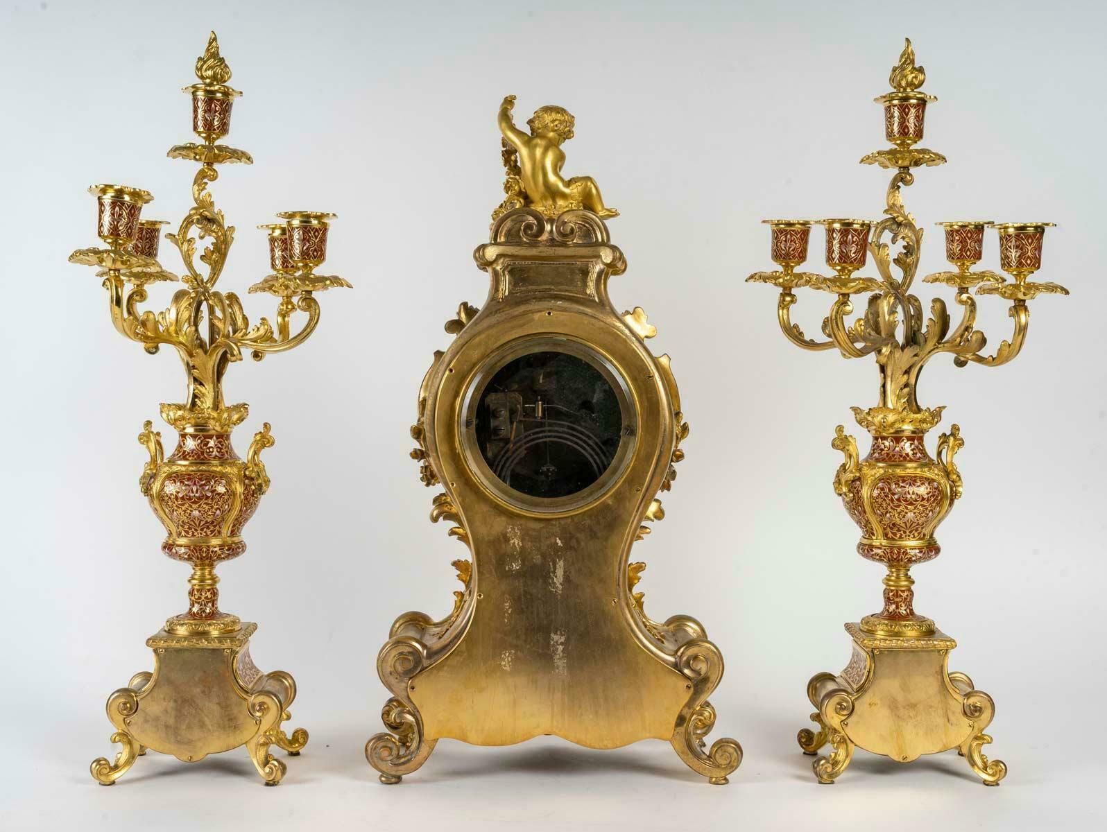 Large Napoleon III Period Gilt Bronze Mantel Set,  19th Century photo vinterior