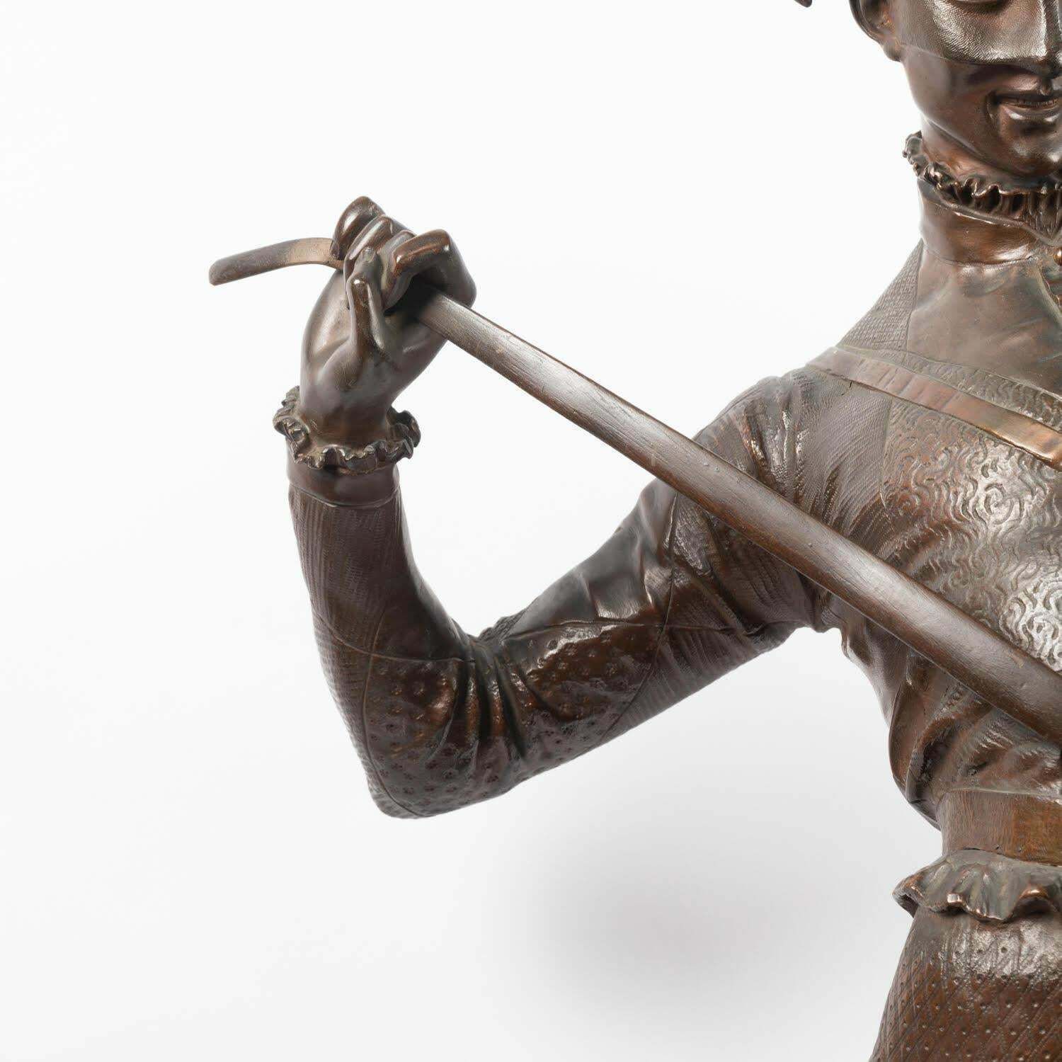 A Large Bronze Sculpture Of The Harlequin By Paul Dubois, 19th Century. photo Art