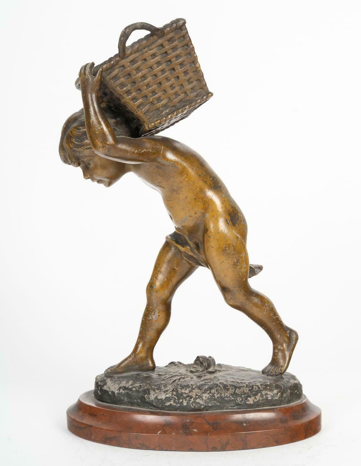 Regule Sculpture, Griotte Marble Base, 19th Century, Napoleon III Period. photo Art