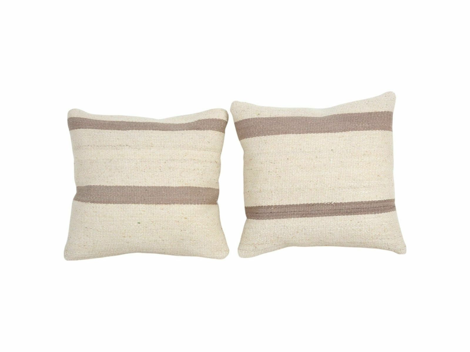 Vintage Striped Organic Hemp Kilim Pillow, Pair Handwoven Kilim Pillow, Kilim Cushion Cover, Bohemian Kilim Pillow